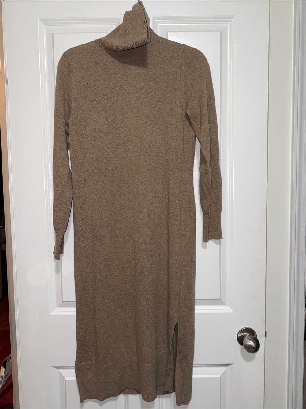 Banana Republic Fine Italian Merino Camel Turtleneck Long Sleeve Sweater Dress
